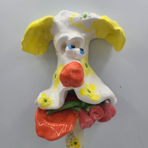 Whimsical Ceramic Dog Wreath Hanger Hand Painted Debby Carman 2002 Rare  Gift For Dog Lover