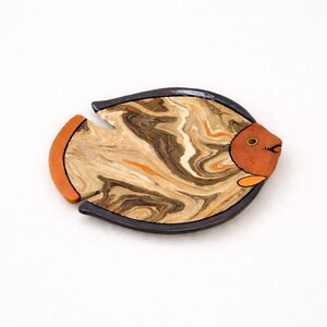 Dona Bryhiel SXM Fish Dish  Rare Signed Ceramic Art by Caribbean Painter  Handcrafted Marbled Pottery
