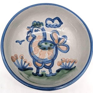 M A Hadley Vintage Pottery Chicken Cereal Soup Bowl Signed 5.5&quot;