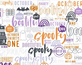 Halloween Word Set: Photoshop Brushes, Photo Overlays, Digital Cut Files and Clip Art