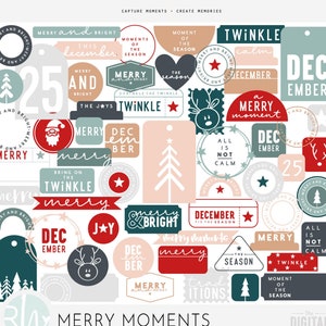 Merry Moments Elements Set: Photoshop Brushes, Photo Overlays, Digital Cut Files and Clip Art