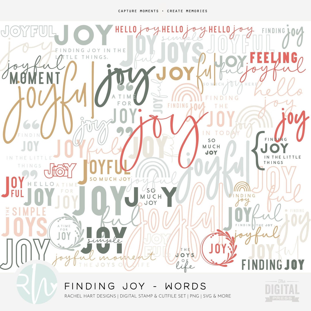 Finding Joy Word Set Brushes, Photo Overlays, Digital Cut