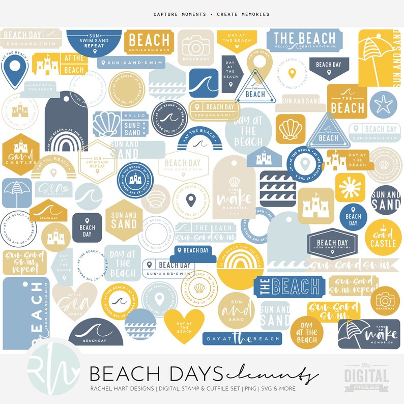 Beach Days Set Brushes Photo Overlays Digital Cut Etsy