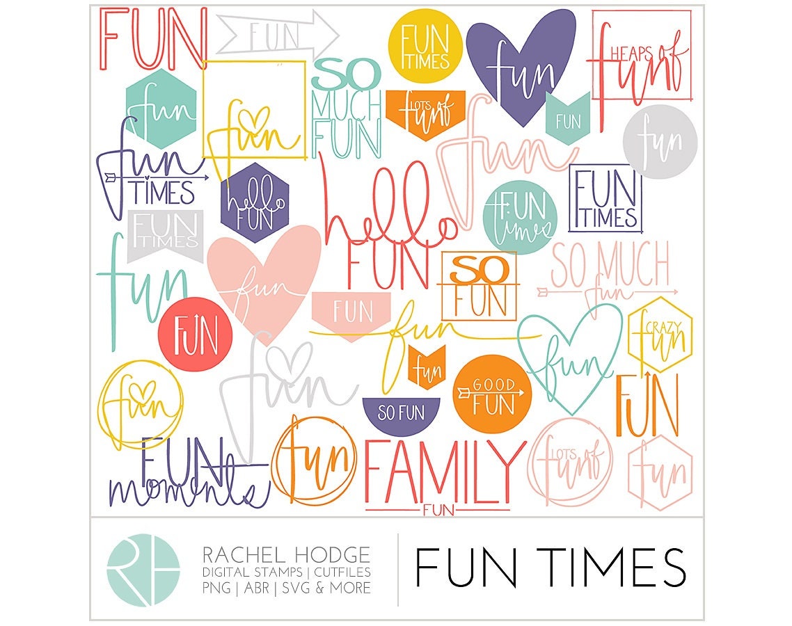 Fun Times Set: Digital Stamps Digital Cut Files &amp; Clip Art | Etsy