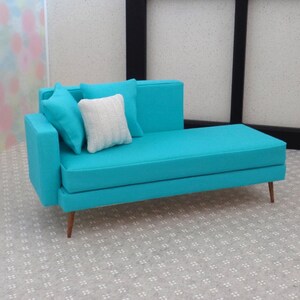 1/6 scale doll chaise in Aqua color, suitable for Barbie other 12'' inch dolls