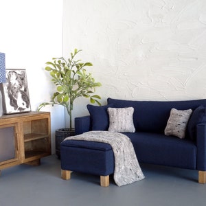 1/6 scale dollhouse Sofa/ottoman set in Navy Blue color