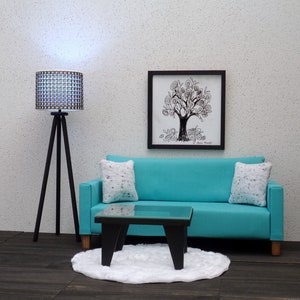 1/6 scale tripod floor lamp Black n Silver Bling White Led light image 3