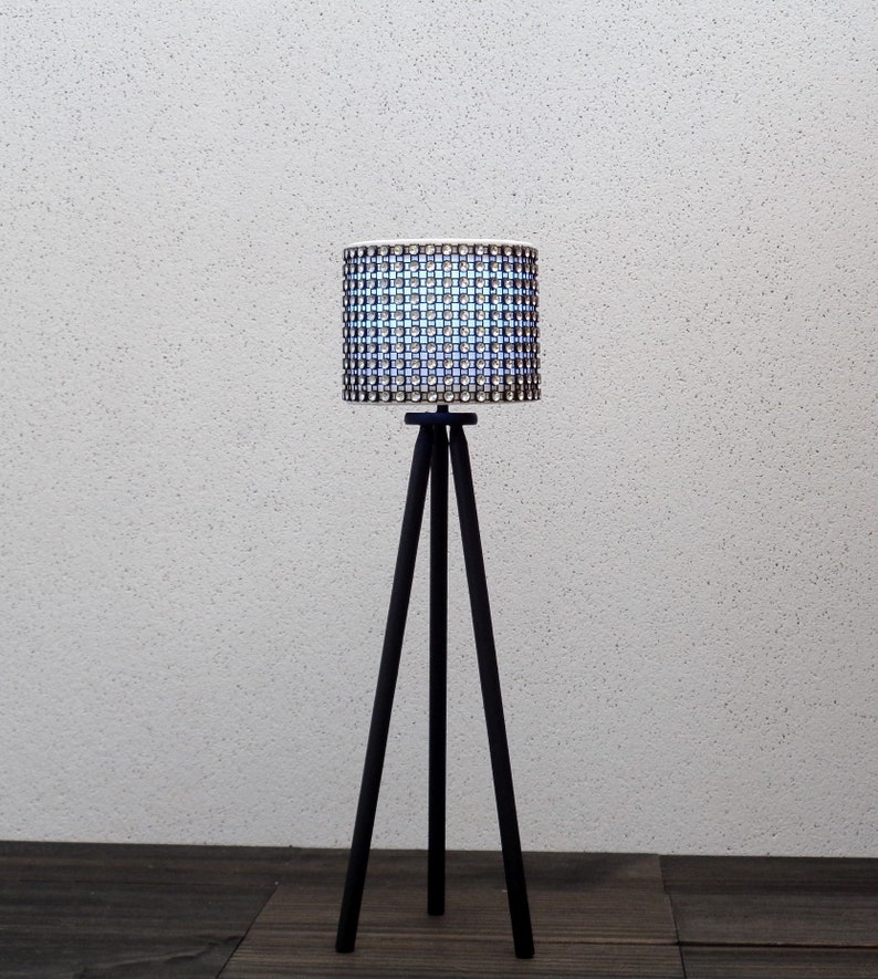 1/6 scale tripod floor lamp Black n Silver Bling White Led light image 2