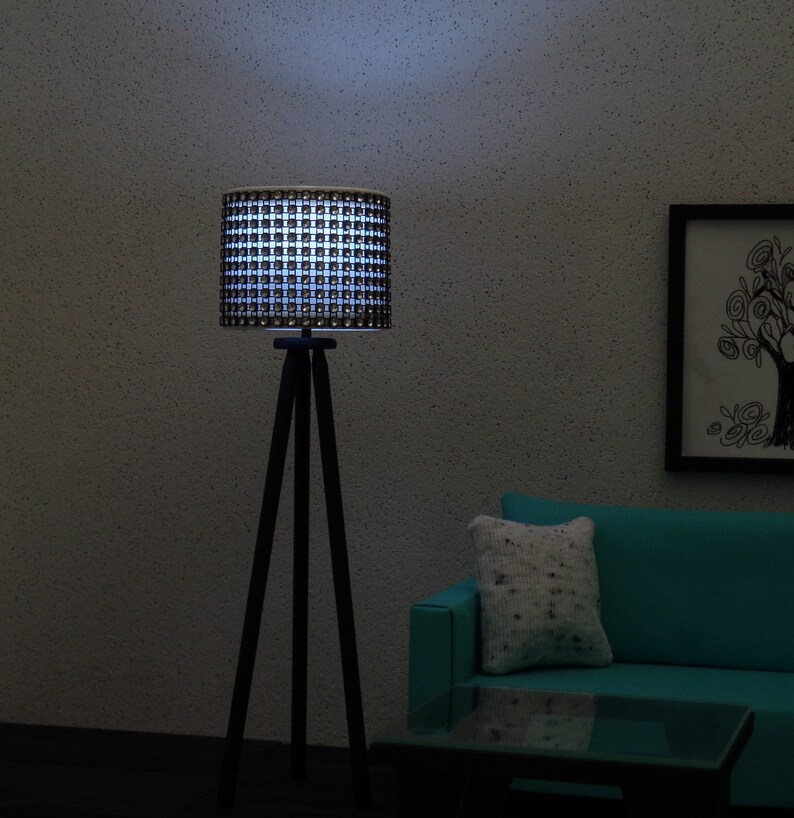 1/6 scale tripod floor lamp Black n Silver Bling White Led light image 5