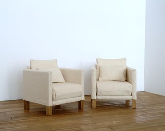 1:6 scale dollhouse mini furniture set 3 PCS Sofa and 2 chairs