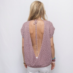 Backless Top Sweater - Off the Shoulder Cotton Top - Knitted Backless Summer Top - Boho Top - Women&#39;s Loose Fit Sweater Top - ROY Top