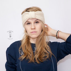 Knit Ear Warmer - Ribbed Texture Headband - MARA Reversible Turban - Head wrap - Winter Hand knit Turban, Winter Hair Accessory.