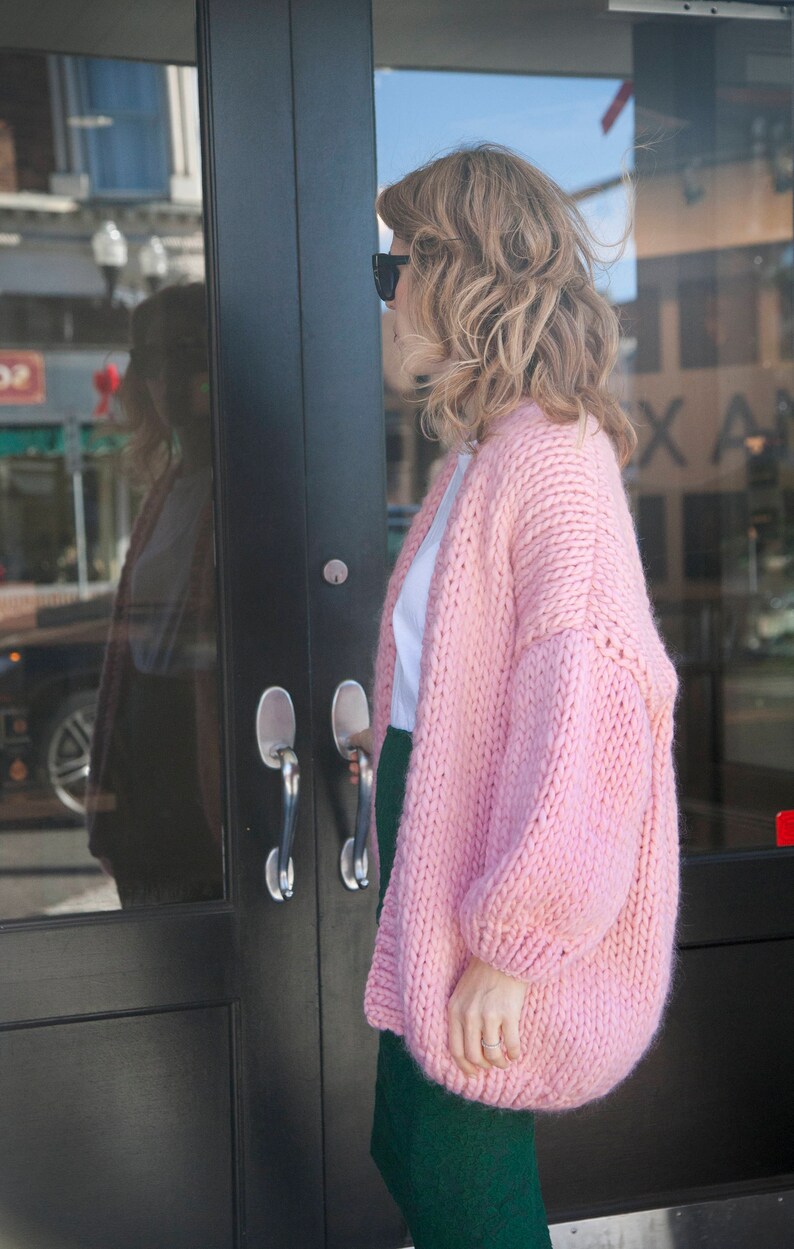 FINAL SALE Pink Knit Cardigan Oversized Knitted Cardigan Chunky Knit Loose fit LILU Cardigan image 5