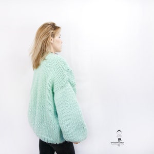 Chunky Cardigan Oversized Knitted Cardigan Mint Bomber Loose fit Open Style Sweater LILU Cardigan Loose fit Sweater image 3