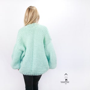 Chunky Cardigan Oversized Knitted Cardigan Mint Bomber Loose fit Open Style Sweater LILU Cardigan Loose fit Sweater image 4