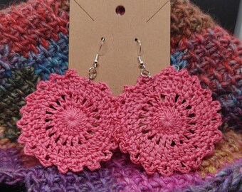 Crochet doily earrings (various colors)