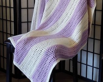 Lavender and Cream Crochet Blanket