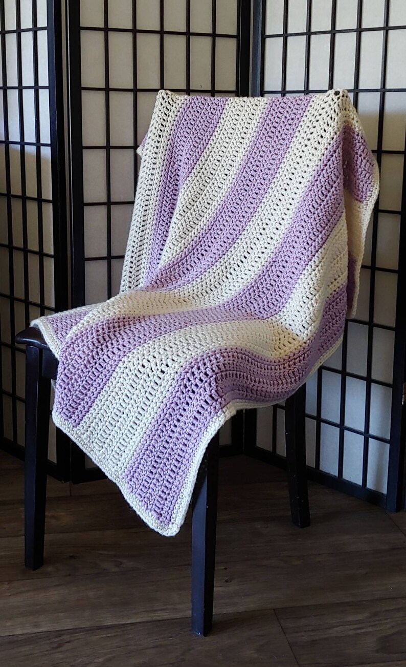 Lavender and Cream Crochet Blanket