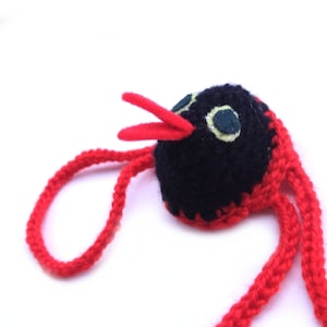 Black Bird Nose Warmer, Nose Mitten, Unisex, Fun Crochet, Nose Heater, Sleep Warm Nose, Outdoor Sports Actitivies, School Mascot, Black Red