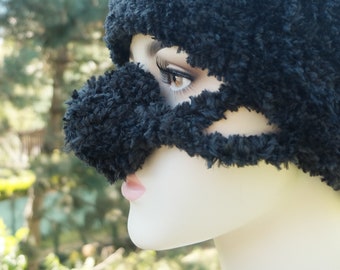 Black Nose Warmer, Plush Nose Cozy, Fluffy Nose Hat, Crochet Nose Protector, Joke Winter Gift,  Small Gift for Friend, Florfanka