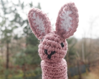 Crochet Bottle Topper, Pink Bunny, Party Decor, Small Rabbit, Colorful Hare, Easter Gadget, For Animal Lovers, Wedding Table, Florfanka