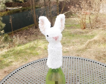 Funny Bottle Topper, Easter Bunny, Spring Table, Crochet Rabbit, Soft Hare, Easter Decoration, Centerpiece, Wedding Decor, Florfanka