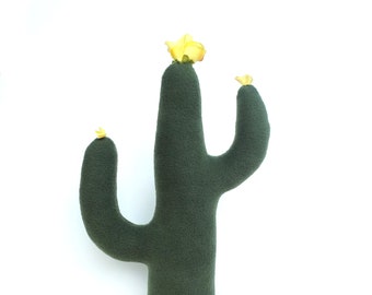 Saguaro Kissen, Kinderzimmer Pflanze, Fleece Kaktus, Weicher Salbei Kaktus, Plüsch Sukkulente, blühender Olivgrün, Kuschel kaktus, Lustiges Kissen