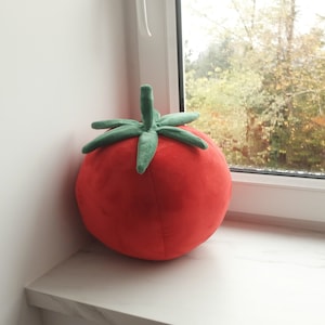 Large Tomato Pillow, Velvet Veggie, Garden Decor, Stuffed Foodie, Food Plushie, Summer Gift, Soft Pillow, Red Pillow, Farm Accent, Florfanka