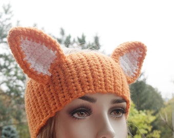 Red Fox Headband, Crochet Fox Ears, Animal Headband, For Animal Lovers, Unisex Adults, For Teens, Soft Ear Headband, Florfanka