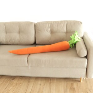 Large Fleece Carrot, Soft Carrot Pillow, Stuffed Veggie 3D, Plush Cushion, Garden Party,  Relax Pillow, Funny Gift, Florfanka