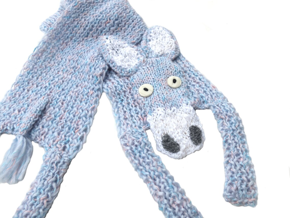 Blue Donkey Scarf Animal Scarf Eeyore Scarf Sweet Burro Etsy