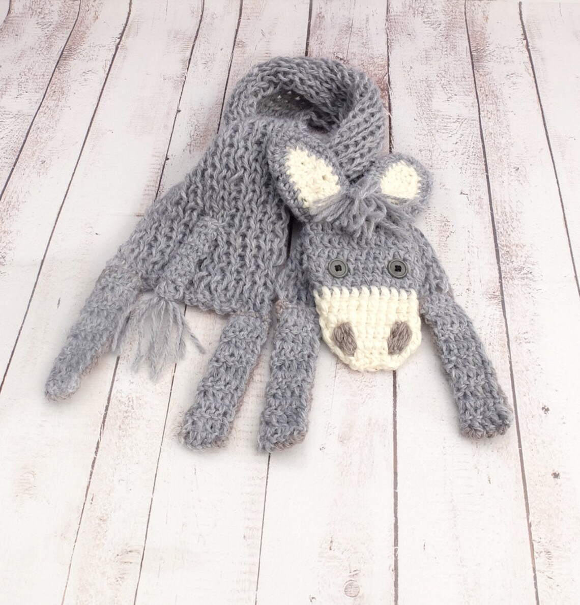 Gray donkey scarf For toddler Animal scarf Eeyore scarf Etsy
