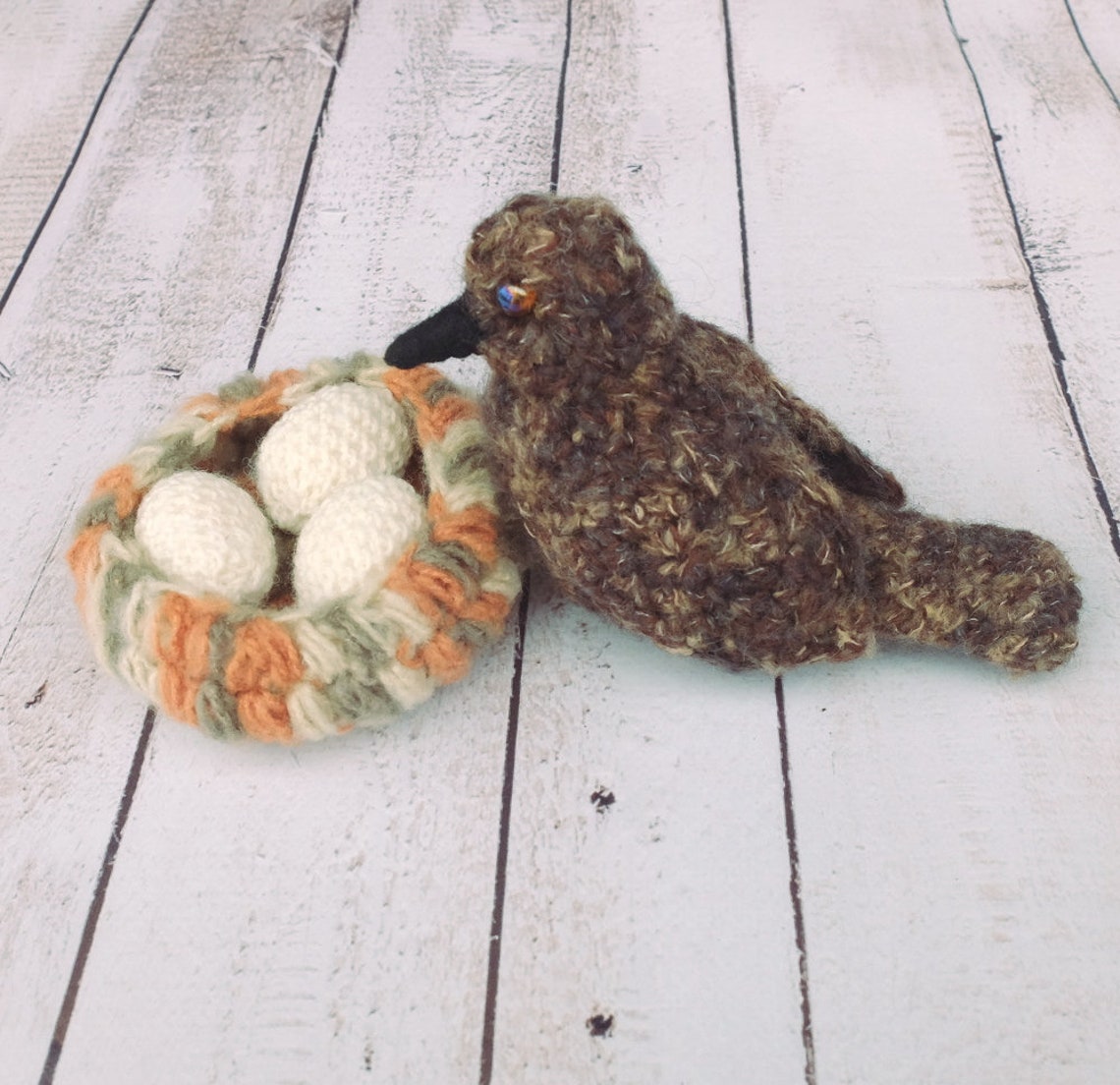 Crochet Birds Nest Nesting Toy Spring Gift Table Etsy