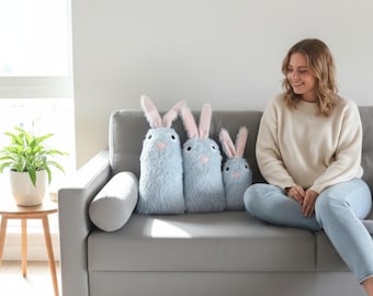 Easter Bunny Pillow, Funny Chair Cushion, Faux Fur Rabbit, Florfanka