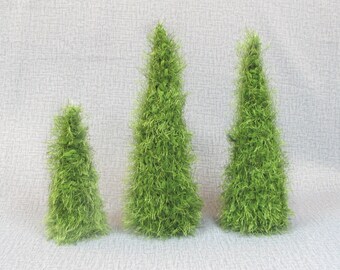 Set of 3 crocheted Christmas tree, Xmas table decor