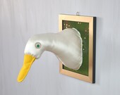 Gans Porträt handgefertigte Bild weiche Skulptur Fauxidermy perfekte Geschenk-Wand-Dekor für Haus Vogel Kopf Präparatoren weiß gelb grün Gold OOAK