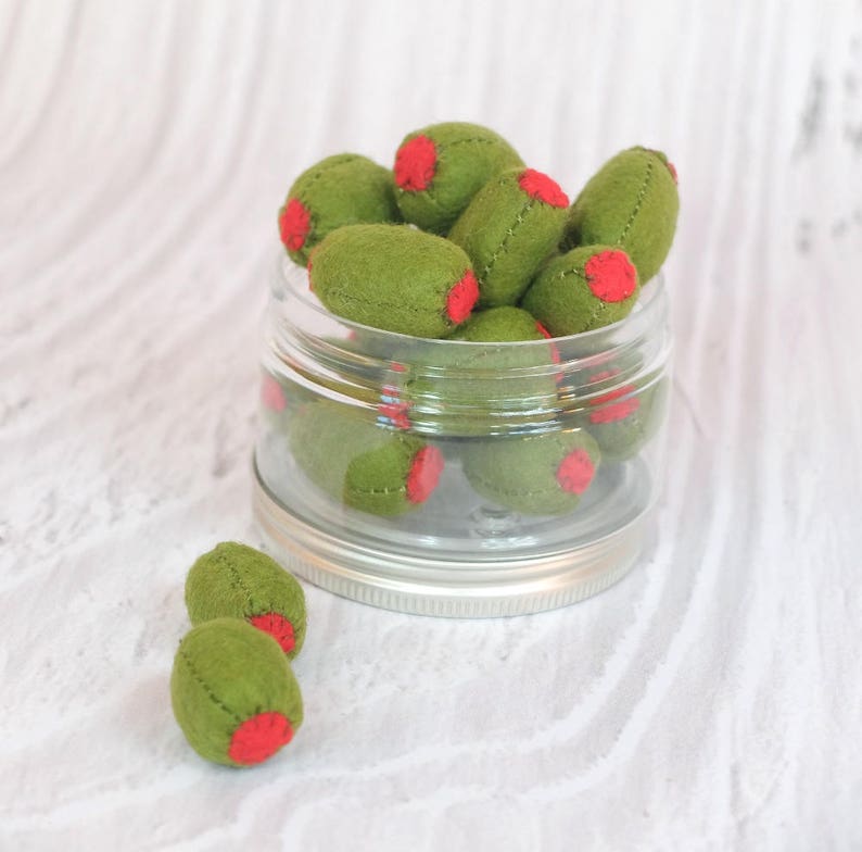 Felt Pimento Olives in Jar Pretend Food Montessori Toy Stuffed Etsy