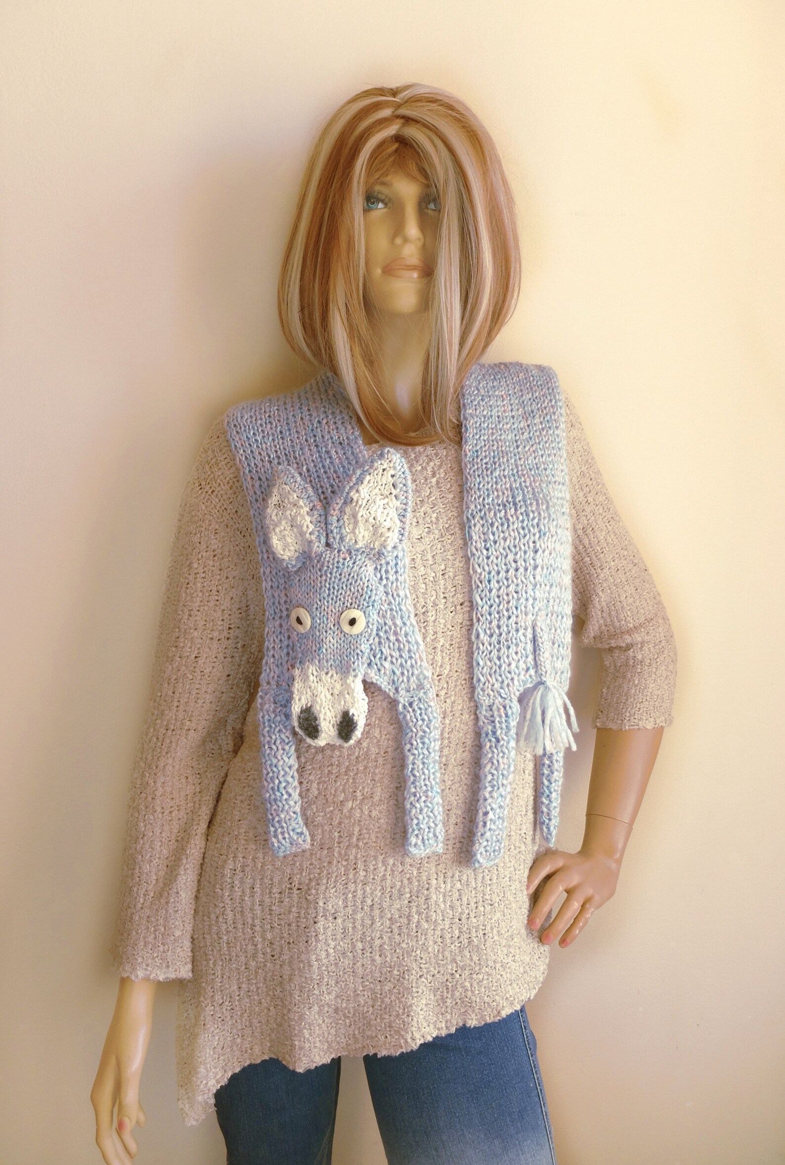 Blue Donkey Scarf Animal Scarf Eeyore Scarf Sweet Burro Etsy