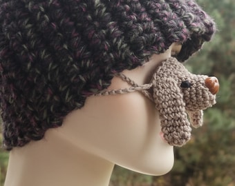 Cotton Nose Warmer, Crochet Beige Dog as a Small Winter Gift For Animal Lovers