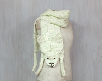 Wool rabbit scarf, Ester bunny for animal lovers, Florfanka