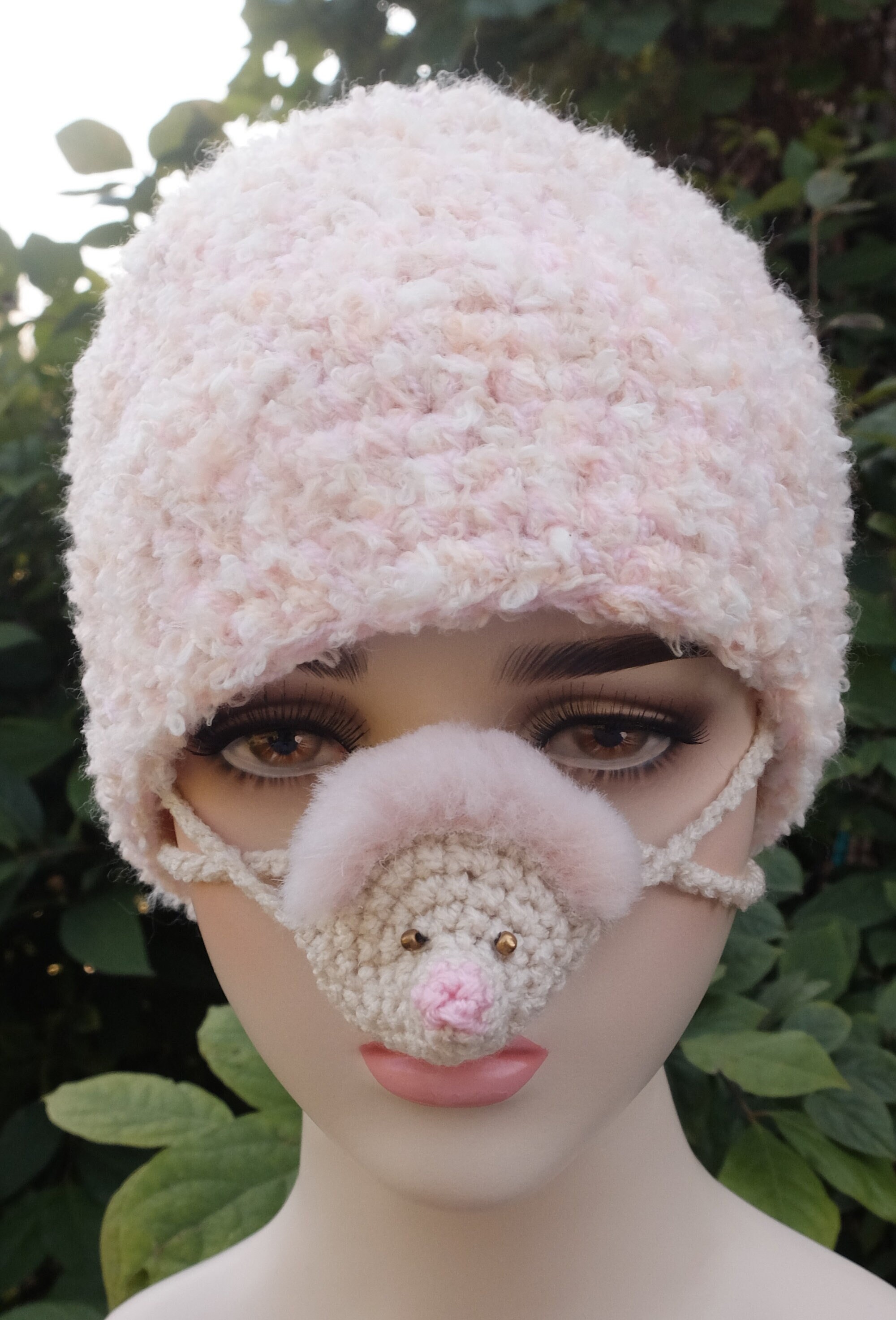 Pink Hedgehog, Crochet Nose Sweater, Nose Muff, Nose Warmer, Face Cover, Funny Accessory, For Cold Days, Gift for Pink Lovers, Florfanka