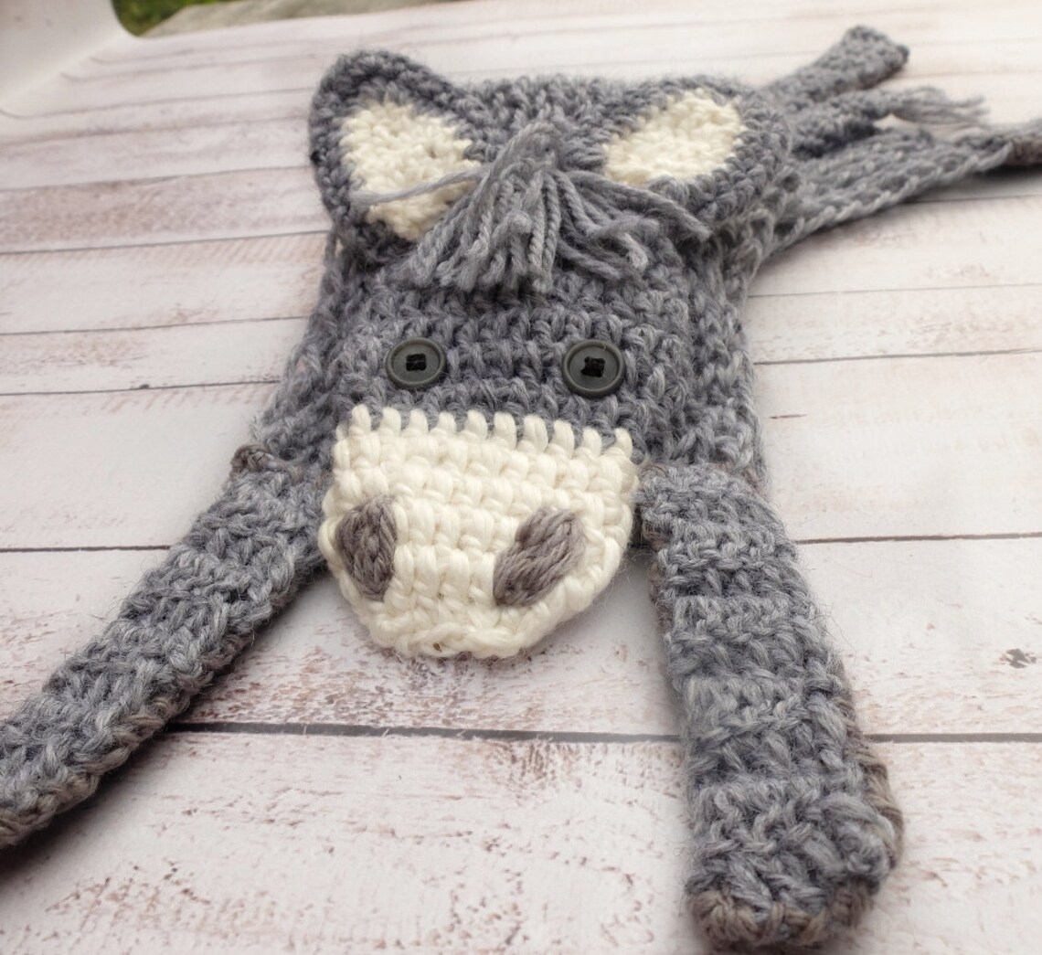 Gray donkey scarf For toddler Animal scarf Eeyore scarf Etsy