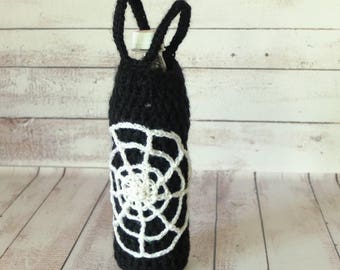 Halloween, Gift for KIds, Spiderweb Decor, Crochet bottle cozy, Halloween bottle holder, Water bottle sleeve