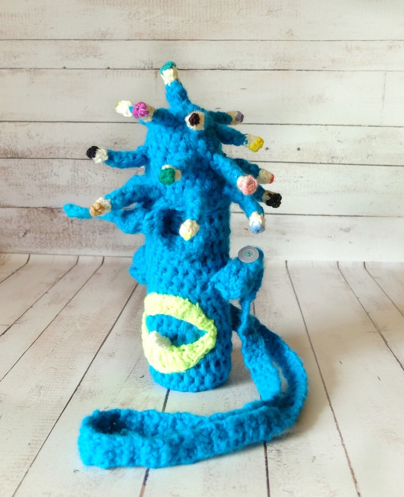 Baby travel toy, bottle cozy, crochet UFO, alien invasion, bottle sleeve, gift for baby, for kids, bottle cover, turquoise bottle bag image 10