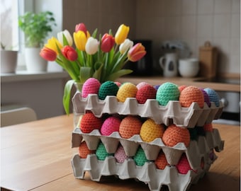 Colorful Crochet Easter Eggs, Rainbow Spring Decor