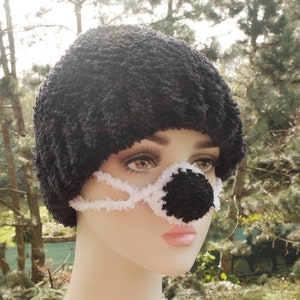 Black White Nose Warmer, Cold Nose, Outdoor Accessory, Winter Gadget, Crochet Face Hat, Nose Muff, Nose Cover, New Year Gift, Winter Walking