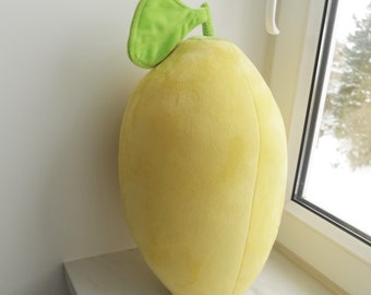 Big Velvet Lemon, Lemon Cushion, 3D Plush Fruit, Oversized Lime Pillow, Stuffed Citrus, Food Pillow, For New House, Party Decor, Florfanka