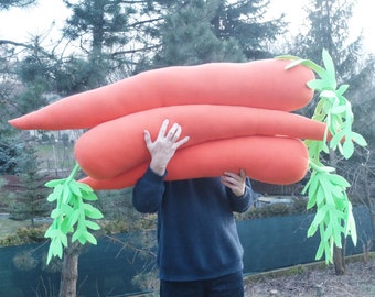 ONE Oversized Carrot Pillow, Stuffed Carrot, Huge Fleece Carrot, Plush Vegetable, Garden Pillow, Fresh Market, For Farmer, Florfanka