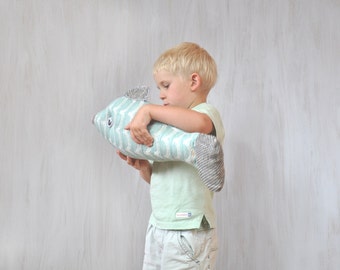 Fish pillow Kids room decor Nautical pillow Lake house pillow Blue cotton fish Sweet soft Coastal decor