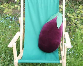 Big Velour Eggplant, Purple Aubergine, Eggplant Cushion, 2D Plush Fruit, Oversized Veggie Pillow, Stuffed Vegetable, Food Pillow, Florfanka